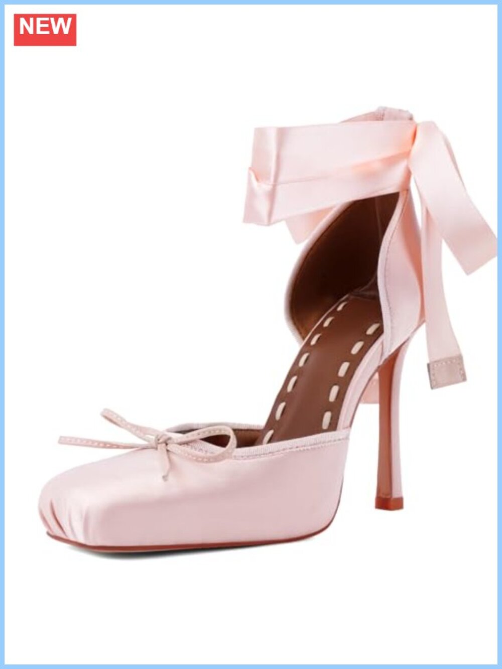 Satin Ballet Heels Lace-Up Square Toe Stiletto Pumps for Formal Events